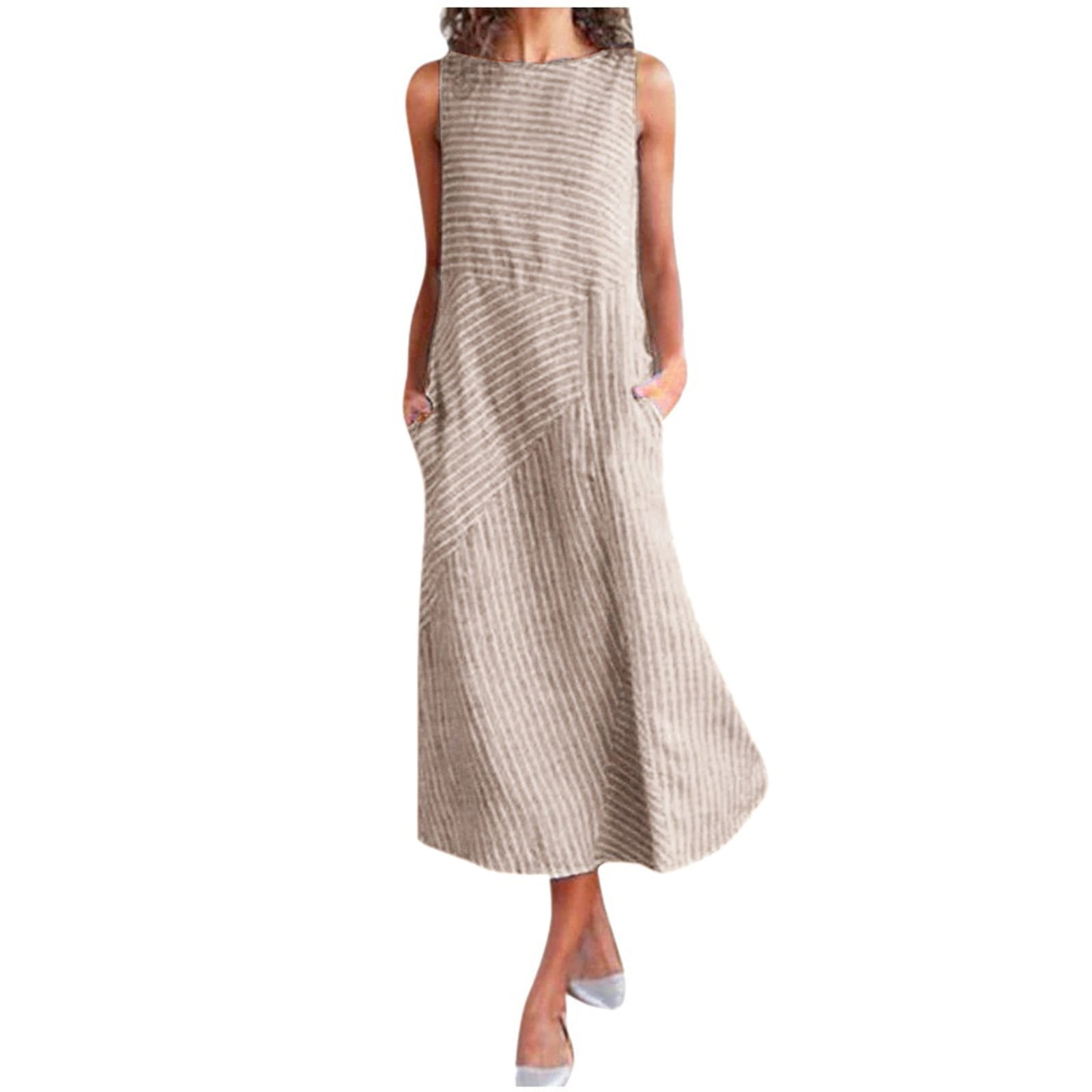 Crew Neck Casual Striped Dress