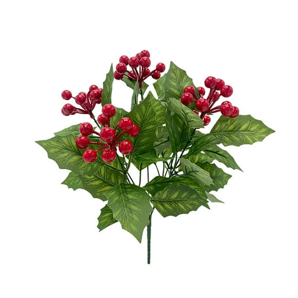 DVKOVI Christmas Decorations Artificial Flowers for Decoration Christmas Holly Berry Stems Berries with Green Leaves Red Picks Branches for Tree Holiday Winter Decor Home Decor