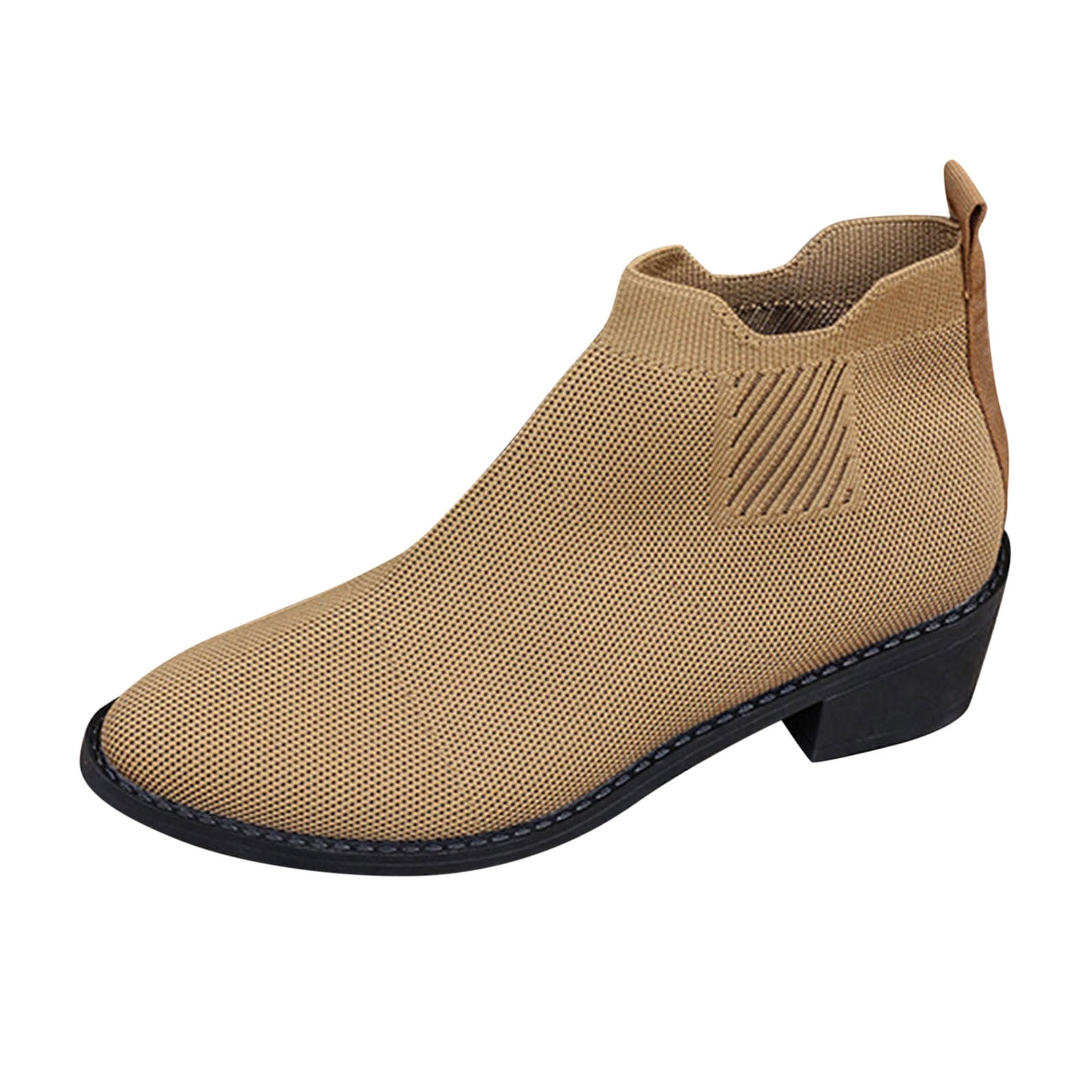DVKOVI Country Concert Outfits Women s Ankle Boots Booties Ladies Fashion Solid Color Breathable Knitted Mesh Pointed Thick Heel Short Ankle Boots