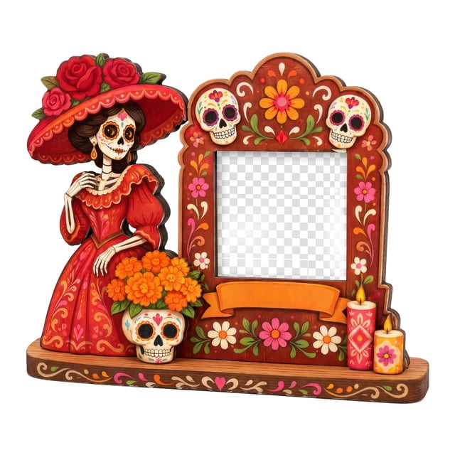 Pictsur DVKOVI Dia De Los Muertos Decorations Picture Frames Day of The Dead ...
