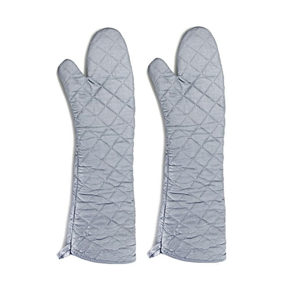 DVKOVI Extra Long Oven Mitts Heat Resistant Cotton Lining Oven Thick Gloves Kitchen Food Service Mittens for Pot Holders Cooking Baking BBQ(Grey)