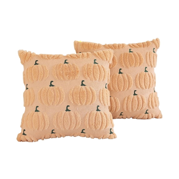 DVKOVI Fall Throw Pillow Covers Halloween Pumpkin Pattern Soft Plush Faux Couch Cushion Cover for Sofa Chair Light Yellow B