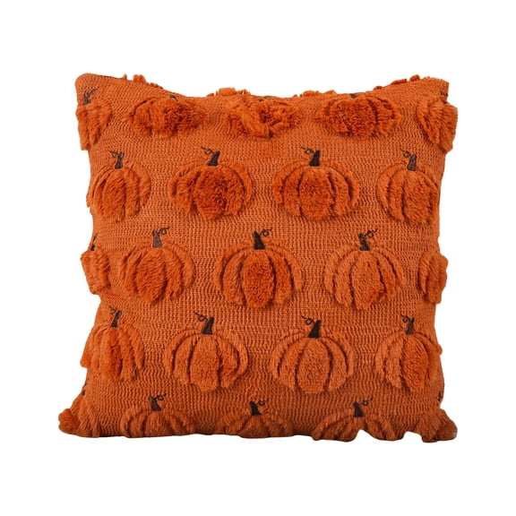 DVKOVI Fall Throw Pillow Covers Halloween Pumpkin Pattern Soft Plush Faux Couch Cushion Cover for Sofa Chair Orange One Size