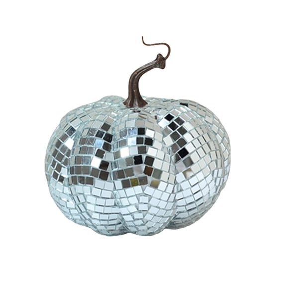 DVKOVI Halloween Disco Pumpkin Glitter Fall Thanksgiving Decor Sparkle Mirror Pumpkins Table Centerpiece Decoration