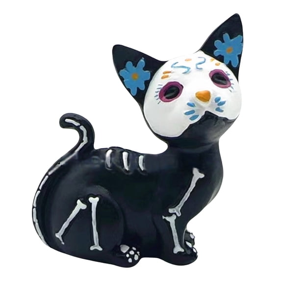 DVKOVI Halloween Dog Statue Sugar Skulls Animal Statue Resin Crafts Skeleton Sculpture for Home Desk Decorations B One Size