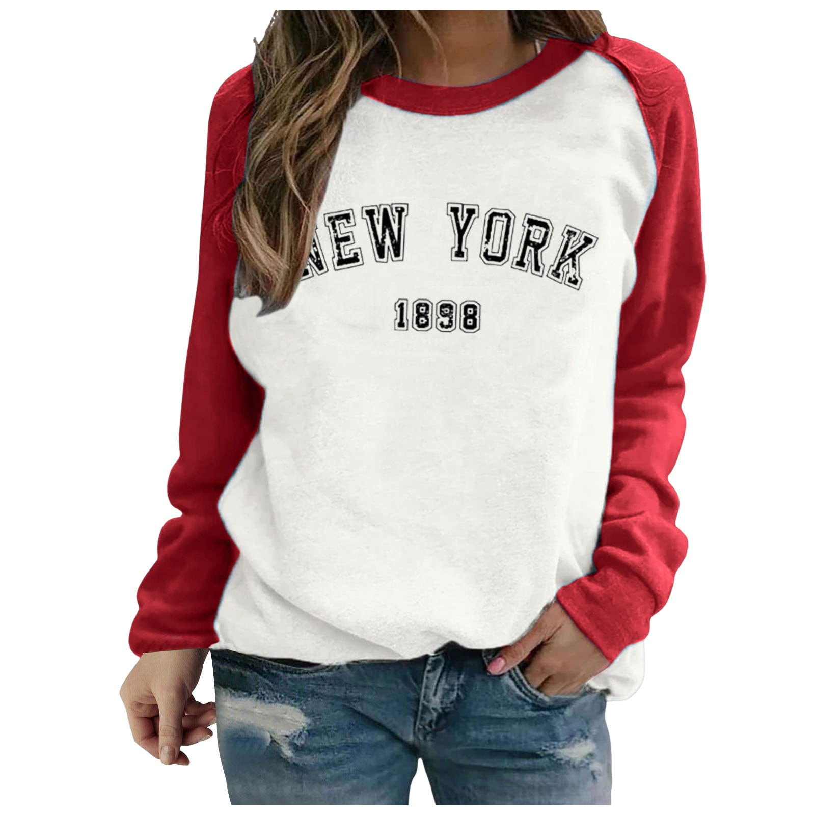 Color block letter print sweatshirt hot sale