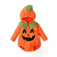 thumbnail image 1 of DVKOVI Infant Zip Up Hooded Romper Baby Girl Cute Pumpkin Long Sleeve Onesie for Newborns First Halloween Party Green 0-6 Months, 1 of 4