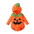 thumbnail image 1 of Vdoaml Infant Zip Up Hooded Romper Baby Girl Cute Pumpkin Long Sleeve Onesie for Newborns First Halloween Party Yellow 6-12 Months, 1 of 4