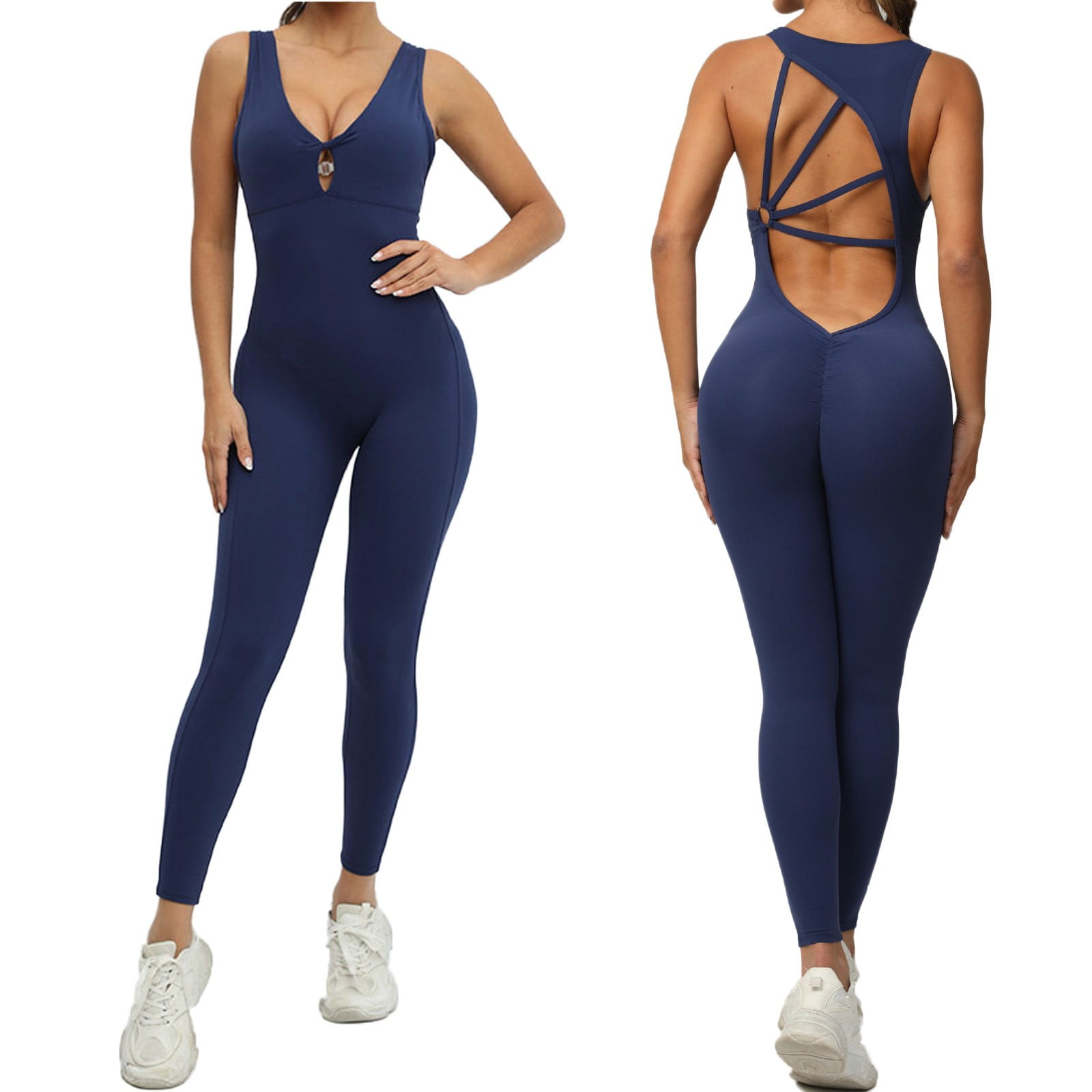 DVKOVI Jumpsuits for Women Women V Neck Yoga Jumpsuits Workout Sport ...