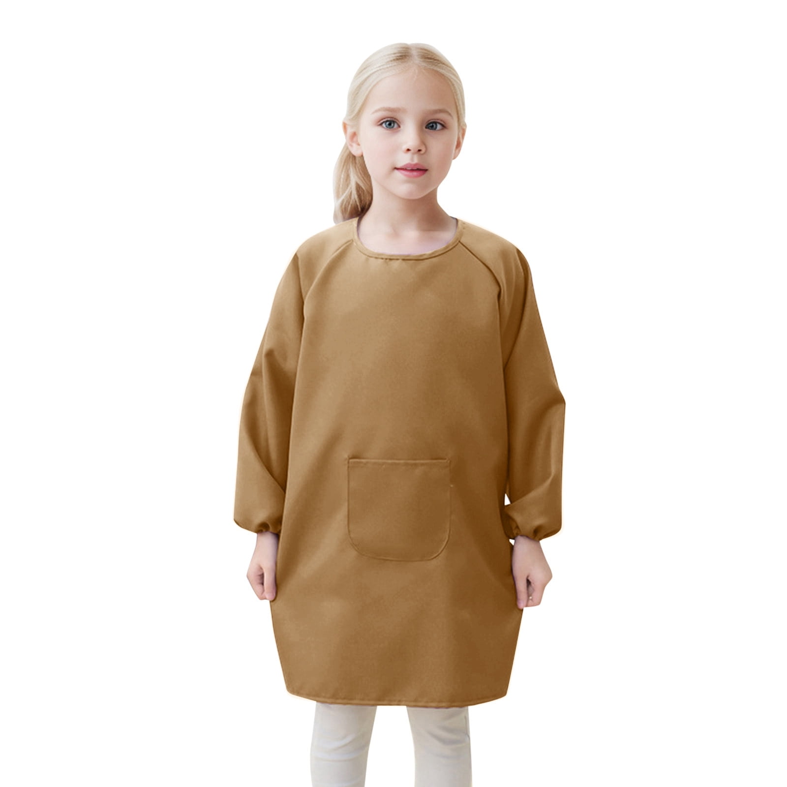 DVKOVI Kid Art Smock Apron with Pocket for Children Round Neck Artist
