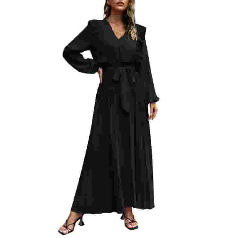 Pleated Skirt Black Summer Maxi Dress Pleated Skirt Black Summer Maxi Dress