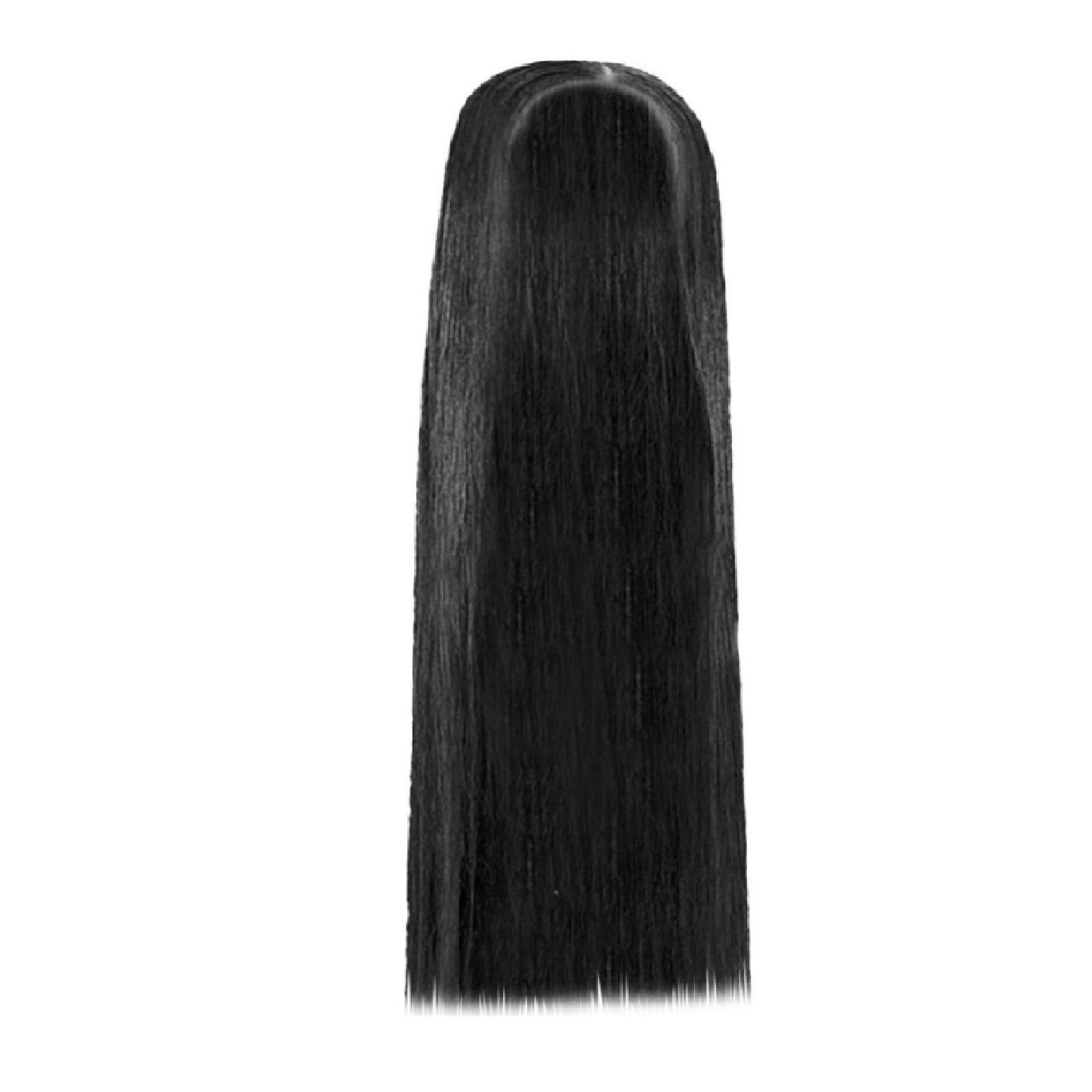 DVKOVI Long Fashionable Black Wig Heat Resistant Fiber Synthetic Silk