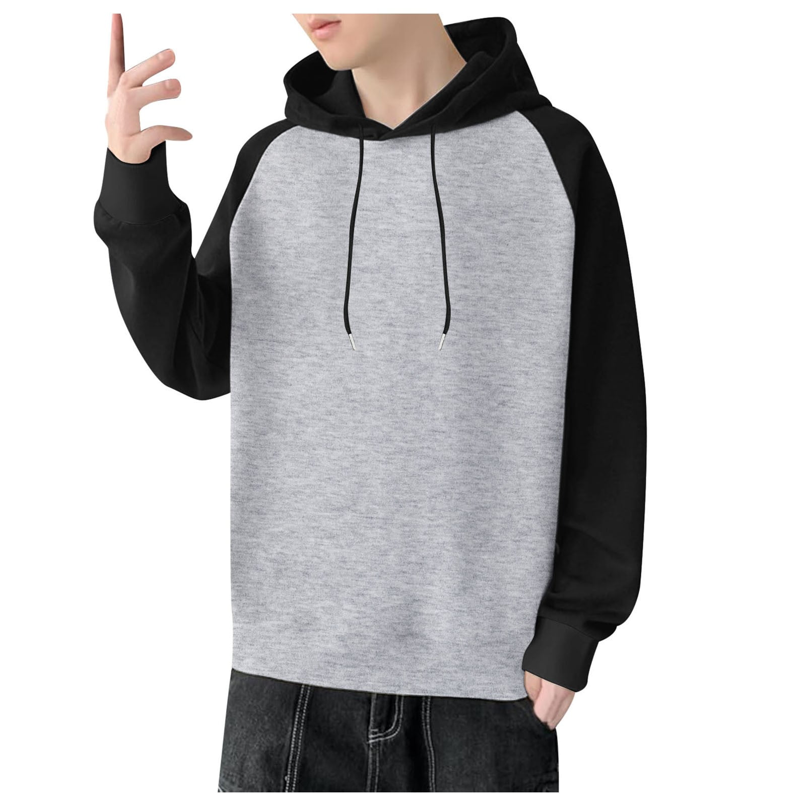 DVKOVI Men's Sweatshirt with Raglan Sleeves Trendy Color