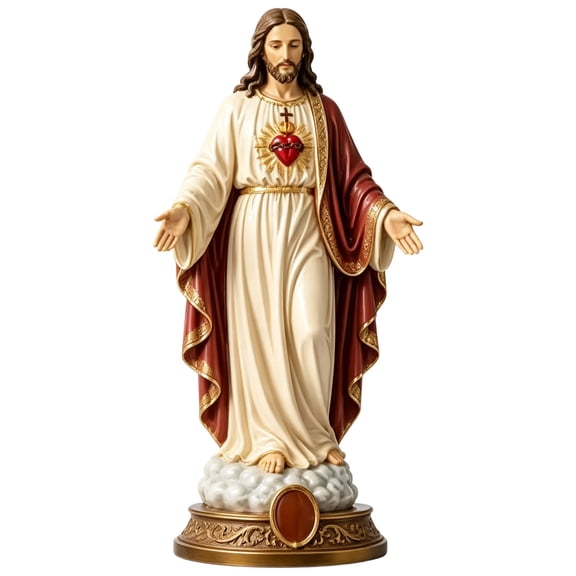 DVKOVI Sacred Heart of Jesus Statue Figurine Resin Religious Sculpture Catholic Home Desktop Shelf Tabletop Decoration