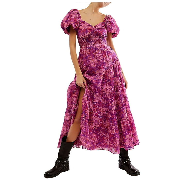 Casual Print Patchwork V Neck A Line Dresses Casual Print Patchwork V Neck A Line Dresses