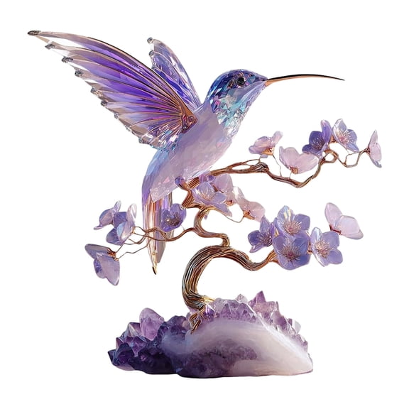 DVKOVI Stunning Amethyst Styled Hummingbird Personalized Hummingbirds Acrylic Plaque 2D Flat Inspired Keepsake Gift