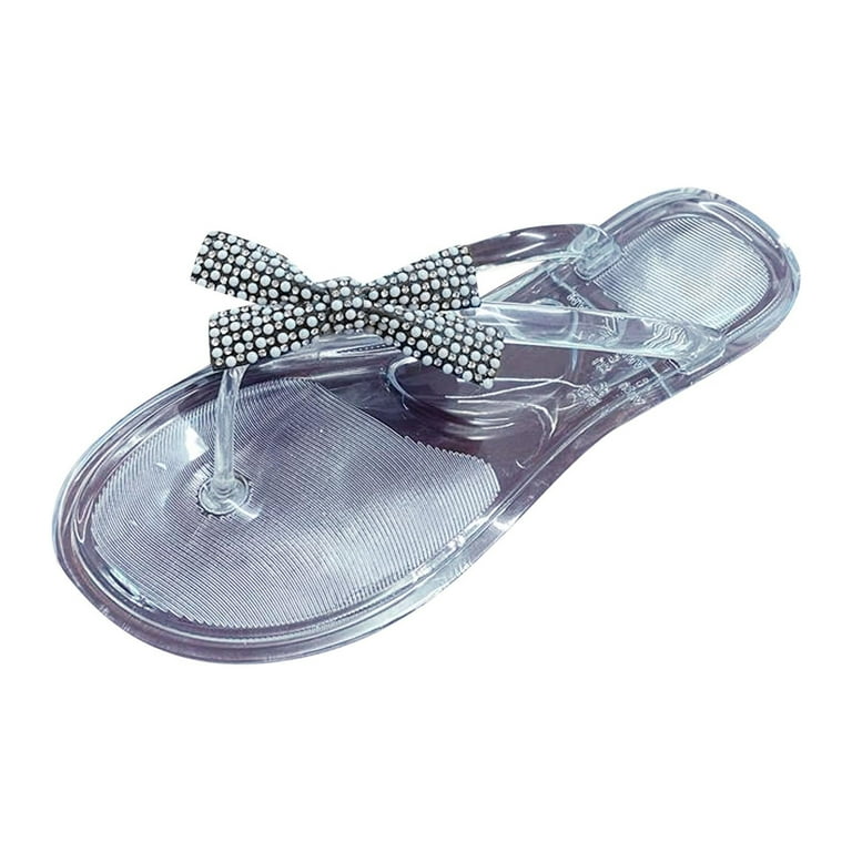 Rhinestone bow flip flops deals