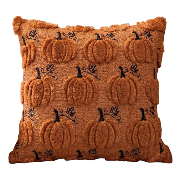DVKOVI Thanksgiving Halloween Pumpkin Decorative Throw Pillows Cases Soft Plush Faux Fur Cushion Pillow Covers A One Size