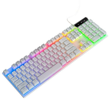 DVKOVI Universal Keyboard Fashion LED Keyboard Mechanical Gaming Keyboard Wire Backlit Keyboard USB Gaming Keyboard White