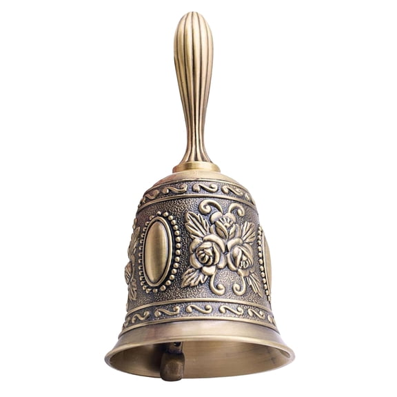 DVKOVI Vintage Brass Hand Bell Loud Call Service Handbell Antique Bells for Bedside Dinner Wedding Classroom