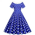 DVKOVI Women Casual Dresses Polka Dot Short Sleeve 1950s Housewife