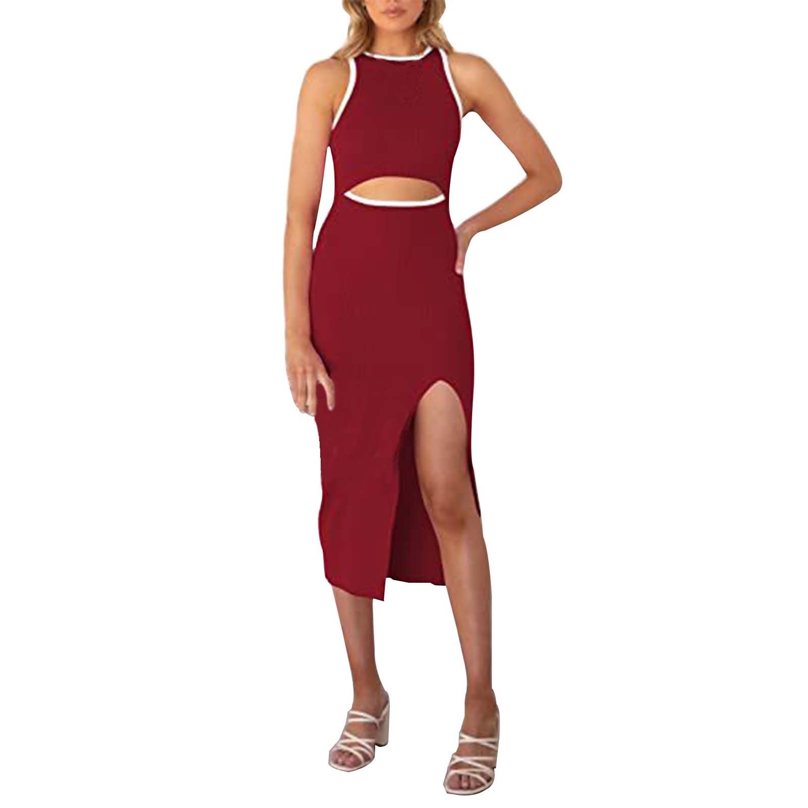 Duigluw Women's Long Sleeve Bodycon Dress - Cutout Twist Front, Crisscross Ruched Midi Dress, Sizes S-XL