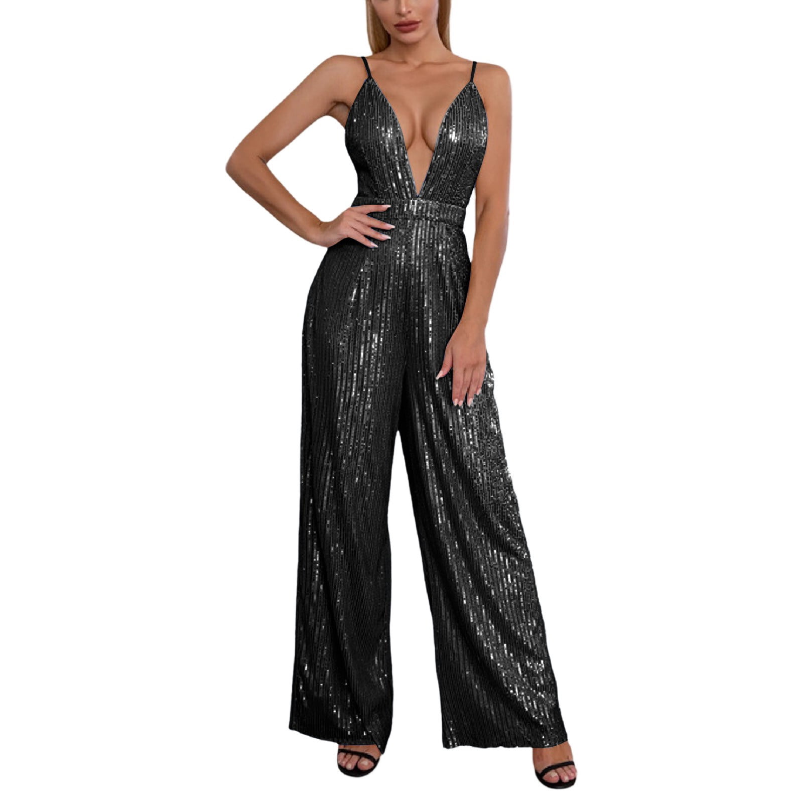 Sexy Sleeveless Wide-Leg Jumpsuit