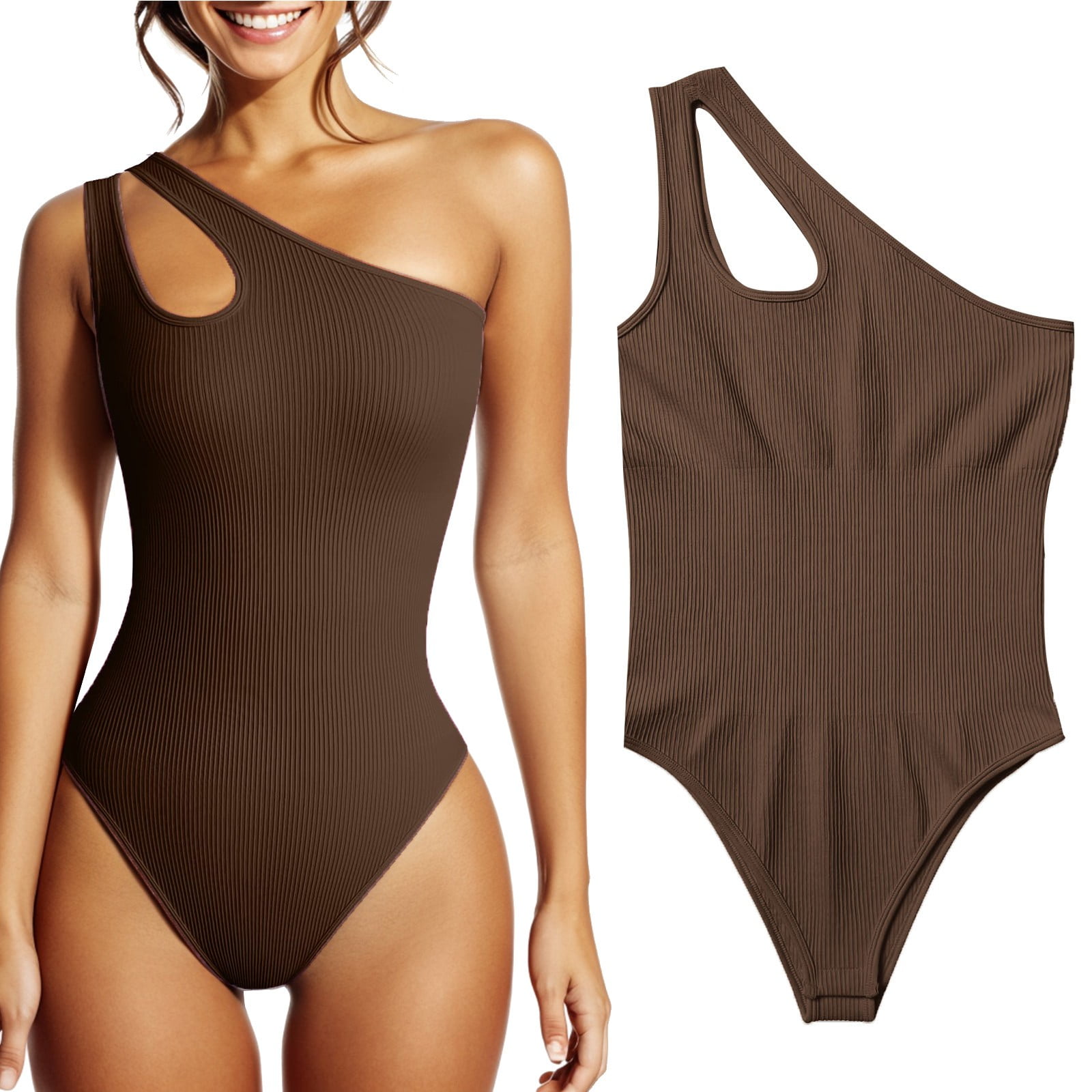 Women's Ribbed Tank Top Romper - 95% Cotton, 5% Spandex, Racerback Design, Hand Wash Recommended - View #9