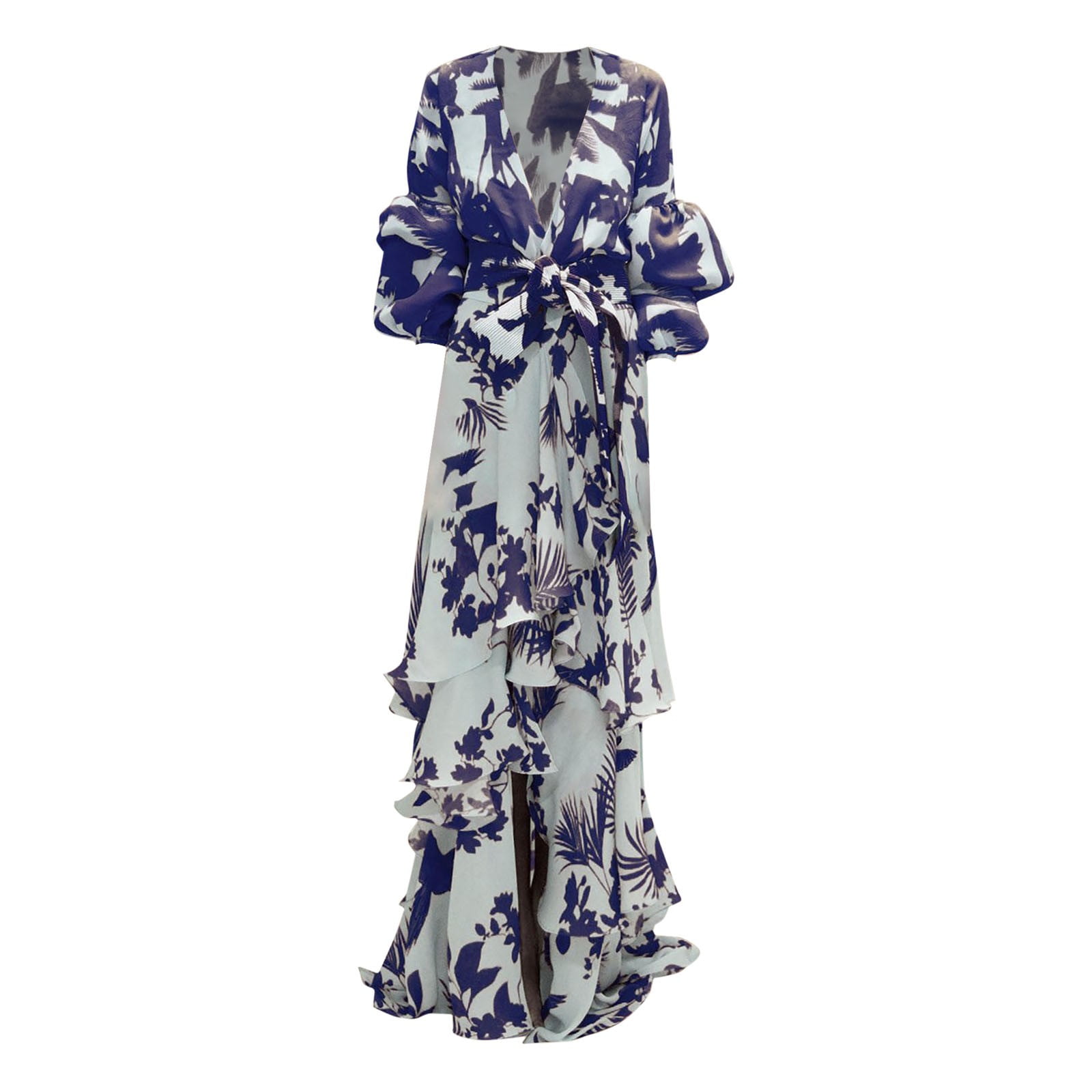 Taylor Women's Flutter Sleeve V-Neck Faux Wrap Maxi Dress - Ruffle Detail Long Dress For Summer, Weddings & Special Occasions