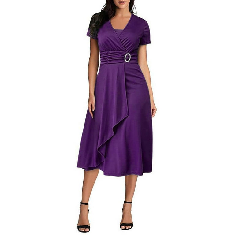 Sexy Solid High Opening Asymmetrical O Neck Irregular Dress Short Sleeve Dress Sexy Solid High Opening Asymmetrical O Neck Irregular Dress Short Sleeve Dress