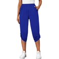 thumbnail image 1 of DVKOVI Womens Capris Summer New Casual Cropped Elastic Pants for Women Fashion Blue M, 1 of 7