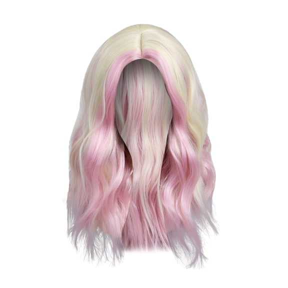 DVKOVI Womens Lace Front Wigs Blonde with Pink Colored Body Wave Short Curls Natural Lifelike Festival Girls Full Head