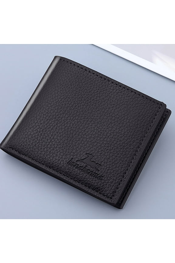 Ultra-Thin Men's PU Leather Vertical Ultra-Thin Wallet, Black