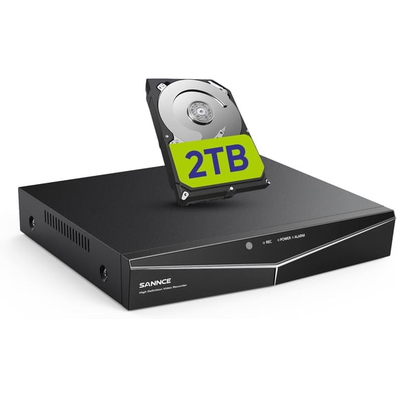 DVR for Security Camera, 5MP 8CH CCTV DVR with 2TB Hard Drive, H.264+ Hybrid 5-in-1 Surveillance Recorder for 8CH Analog and 2CH IP Cameras, Remote Access, Motion Detection, 7/24 Recording