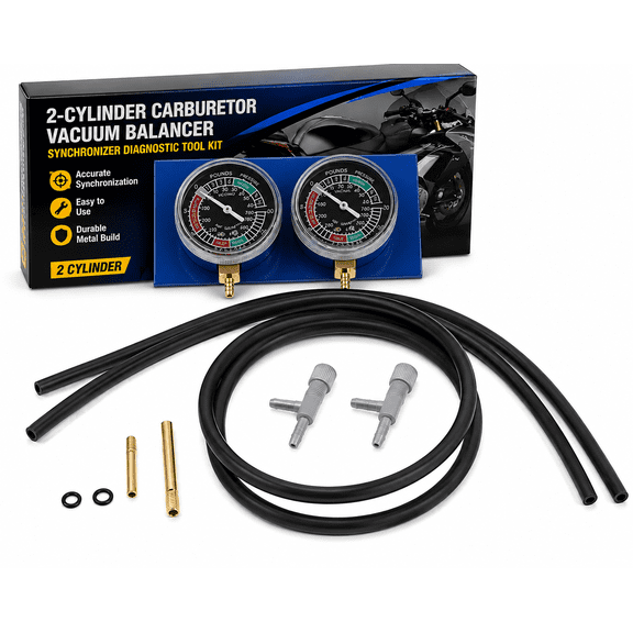 Metal 2-Cylinder Motorcycle Carburetor Vacuum Gauge Balancer Synchronizer Tool Kit for Installation