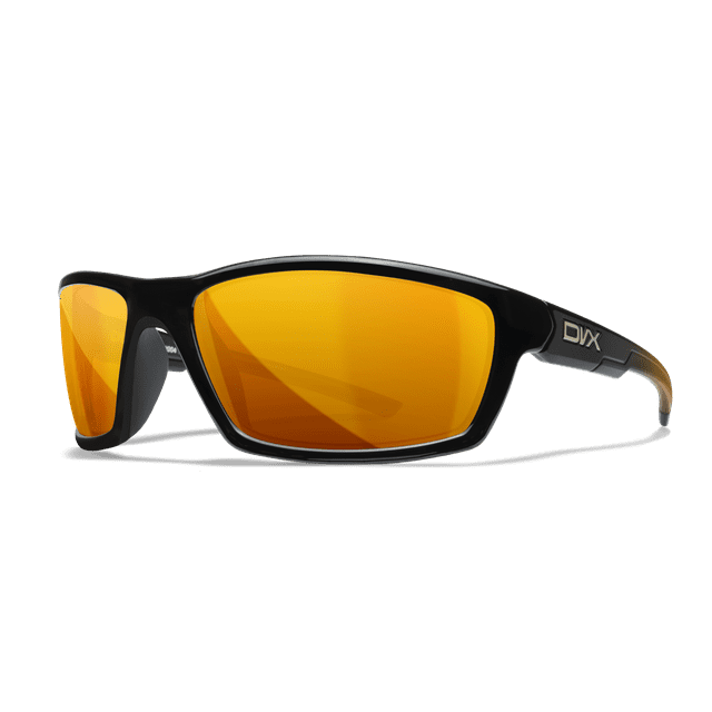 Dvx charge sunglasses ansi z87 1 orange mirror lenses gloss black