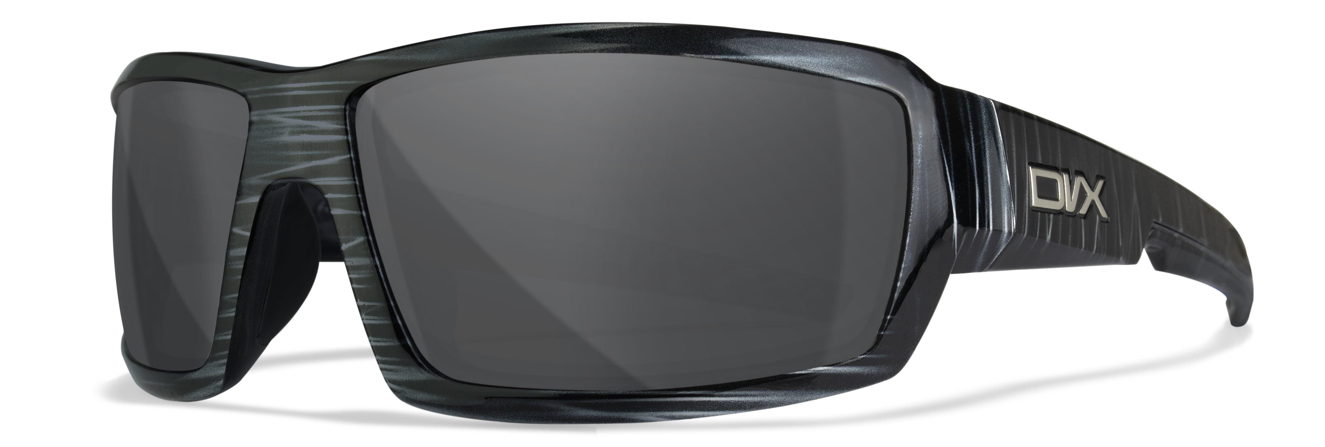 DVX Detour ANSI Z87.1 Grey Lenses/ Black & White Streak Frame OSHA
