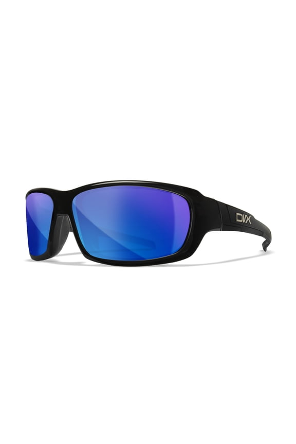 Spoiler Blue Mirror Lens/ Gloss Black Frame Rx-able Sunglasses