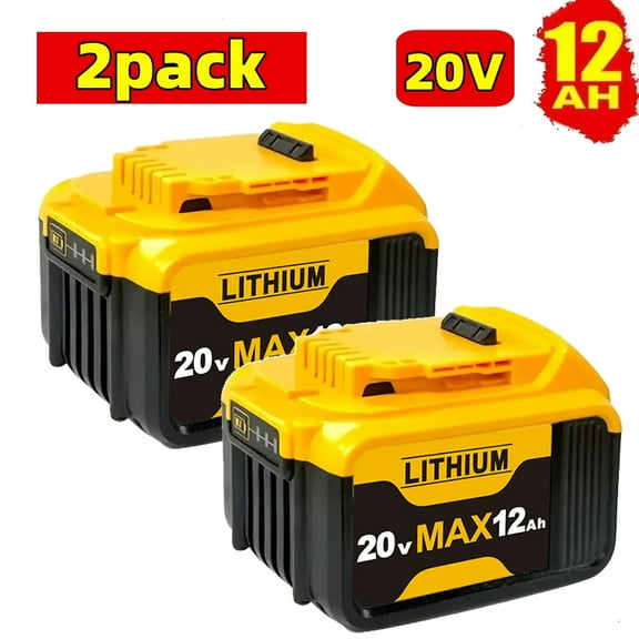 DW 2Pack 20V 12Ah Lithium-lon Battery Replacement Compact XR Design, High-Capacity Power, Compatible with DCB205 DCB200 DCB203 DCB206 DCB208 20-Volt Cordless Power Tools, Long-Lasting