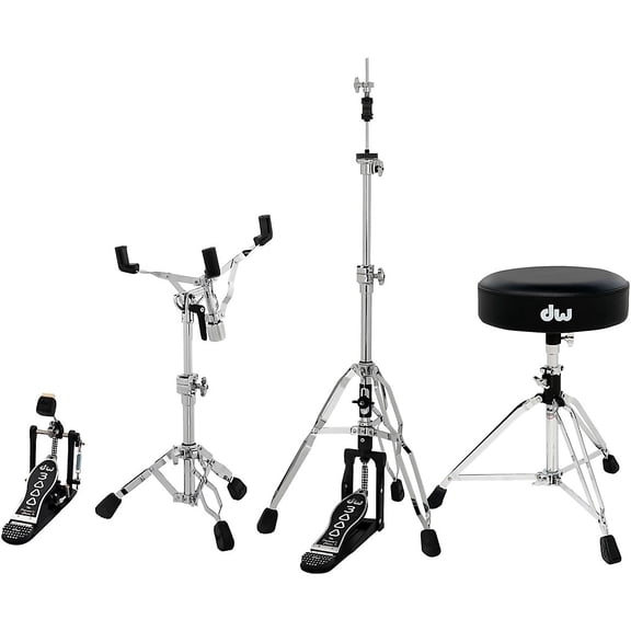 Drum Workshop 3000 Series 4-Piece Hardware Pack - Single Bass Drum Pedal, Throne, HH Stand, Snare Stand