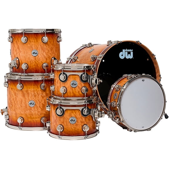 DW 333 Collector's Series Exotic 6-Piece Drum Shell Pack - Almond Burst Over Quilted Heartwood Maple