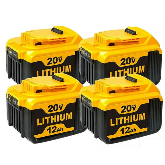 DW 4Pack 20V 12Ah Lithium-lon Battery Replacement Compact XR Design, High-Capacity Power, Compatible with DCB205 DCB200 DCB203 DCB206 DCB208 20-VoltCordless Power Tools, Long-Lasting