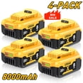 thumbnail image 1 of DW 4Pack 20V 8Ah Lithium-lon Battery Replacement Compact XR Design, High-Capacity Power, Compatiblewith DCB205 DCB200 DCB203 DCB206 DCB208 20-Volt Cordless Power Tools, Long-Lasting ,20V Max Battery, 1 of 8