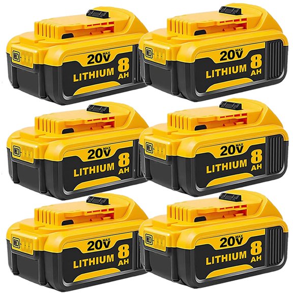 DW- 6Pack 20V 8Ah Lithium-lon Battery Replacement Compact XR Design, High-Capacity Power, Compatiblewith DCB205 DCB200 DCB203 DCB206 DCB208 20-Volt Cordless Power Tools, Long-Lasting , Reliable and