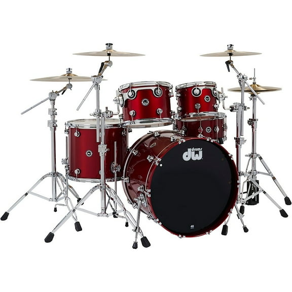 DW DWe Wireless Acoustic-Electronic Convertible 5-Piece Drum Set Bundle With 22" Bass Drum, Cymbals and Hardware Lacquer Custom Specialty Black Cherry Metallic
