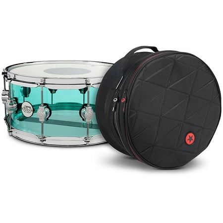 DW Design Series Sea Glass Acrylic Snare Drum, Chrome Hardware With Road Runner Bag