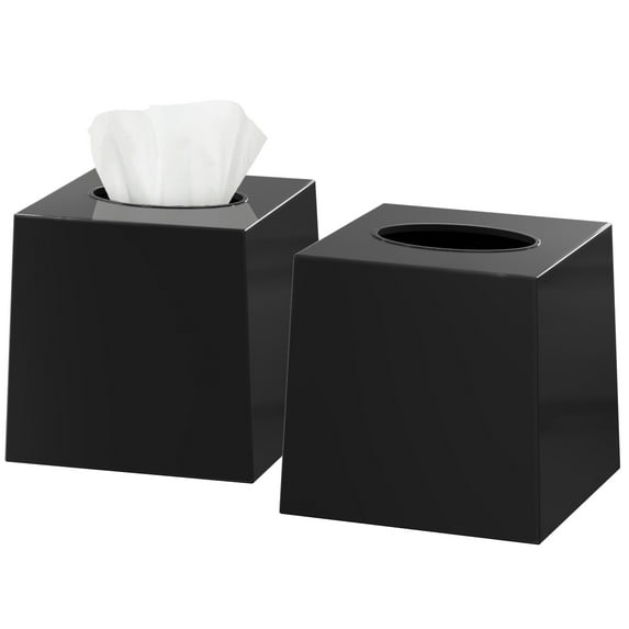 DWËLLZA HOME Black Tissue Box Cover Square Set of 2