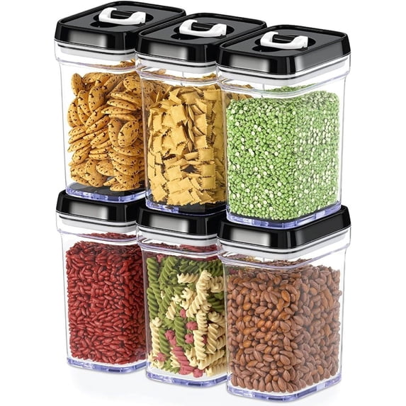 DWËLLZA KITCHEN 1L Black Airtight Food Storage Containers with Lids Set of 6