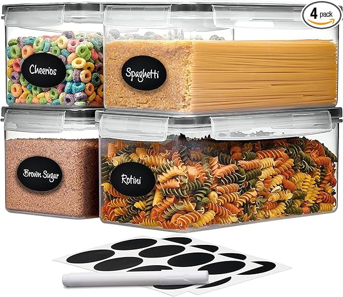 Clear BPA-Free Plastic Airtight Food Storage Jar Set
