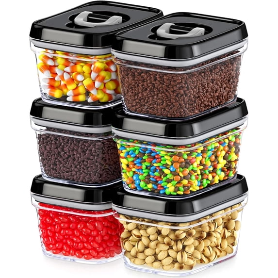DWËLLZA KITCHEN Black Mini Airtight Food Storage Containers with Lids Set of 6